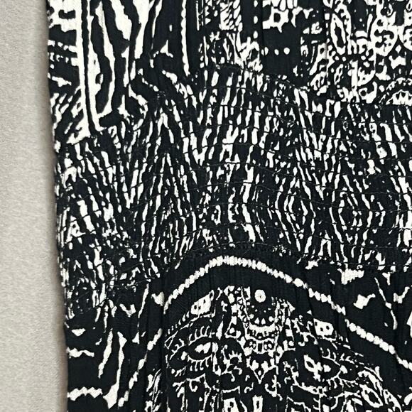 Bila Size XXL Black White Print Farah Boho Dress Handkerchief Hem Crochet Neck - Picture 8 of 9